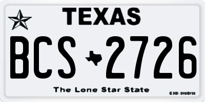 TX license plate BCS2726