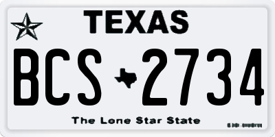 TX license plate BCS2734
