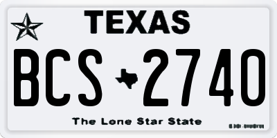 TX license plate BCS2740
