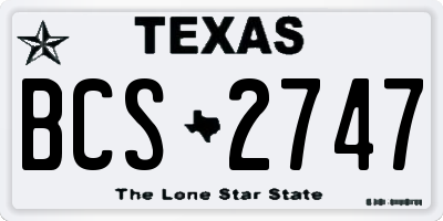 TX license plate BCS2747