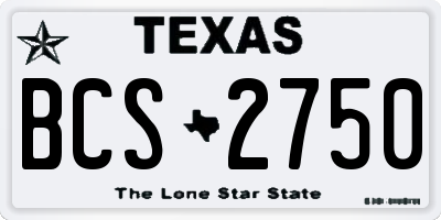 TX license plate BCS2750