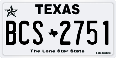 TX license plate BCS2751