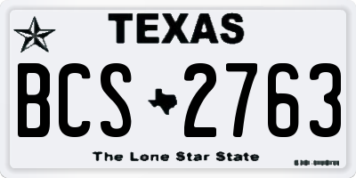 TX license plate BCS2763