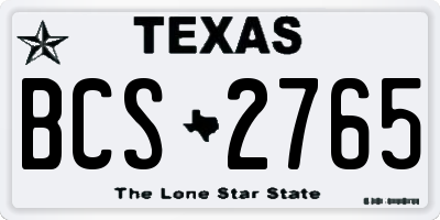 TX license plate BCS2765