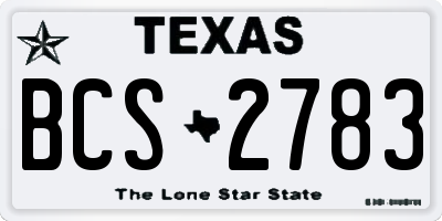 TX license plate BCS2783