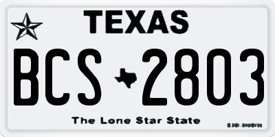 TX license plate BCS2803