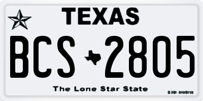 TX license plate BCS2805