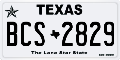 TX license plate BCS2829