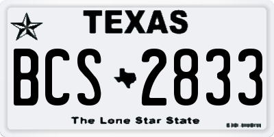 TX license plate BCS2833