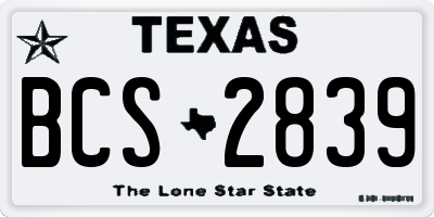 TX license plate BCS2839
