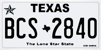 TX license plate BCS2840