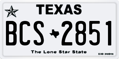 TX license plate BCS2851
