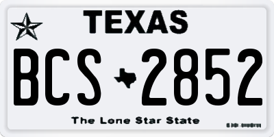 TX license plate BCS2852