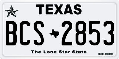 TX license plate BCS2853