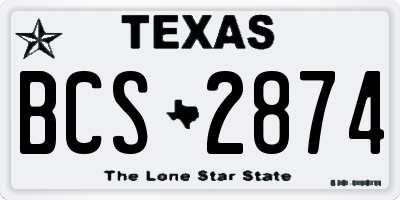 TX license plate BCS2874