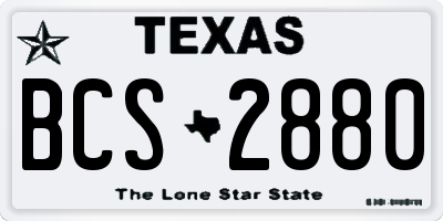 TX license plate BCS2880
