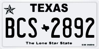 TX license plate BCS2892