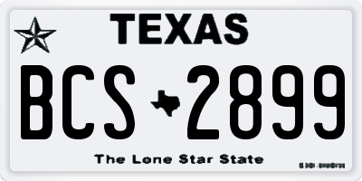 TX license plate BCS2899