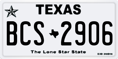 TX license plate BCS2906