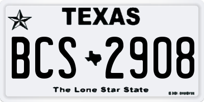 TX license plate BCS2908