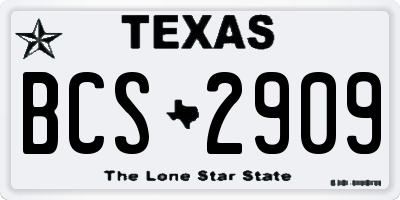 TX license plate BCS2909