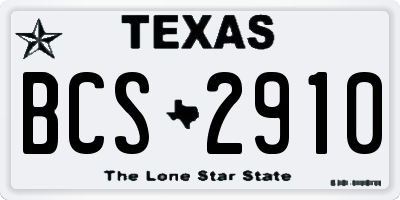 TX license plate BCS2910