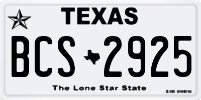 TX license plate BCS2925
