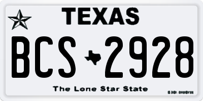 TX license plate BCS2928
