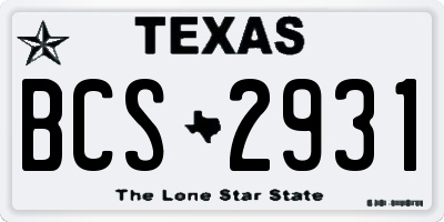 TX license plate BCS2931