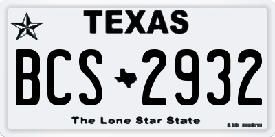 TX license plate BCS2932