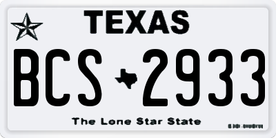 TX license plate BCS2933
