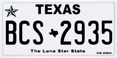 TX license plate BCS2935