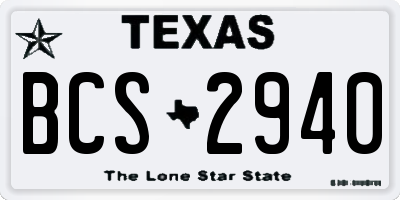 TX license plate BCS2940