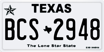 TX license plate BCS2948