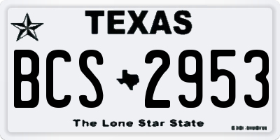 TX license plate BCS2953