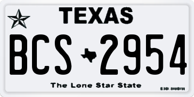 TX license plate BCS2954