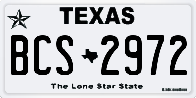 TX license plate BCS2972