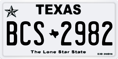 TX license plate BCS2982