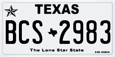 TX license plate BCS2983