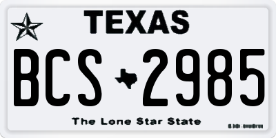TX license plate BCS2985