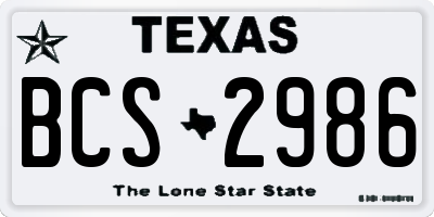 TX license plate BCS2986