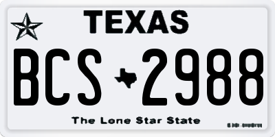 TX license plate BCS2988