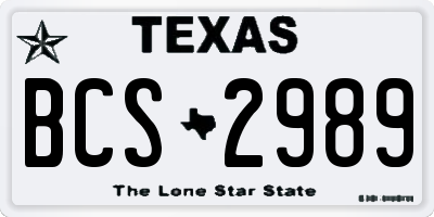 TX license plate BCS2989