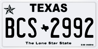TX license plate BCS2992