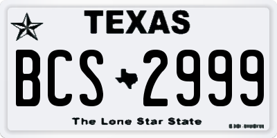 TX license plate BCS2999