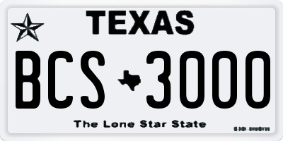 TX license plate BCS3000