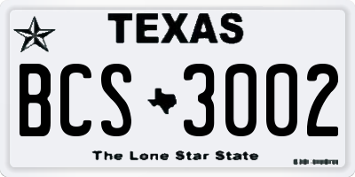 TX license plate BCS3002