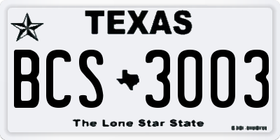 TX license plate BCS3003