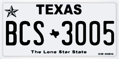 TX license plate BCS3005
