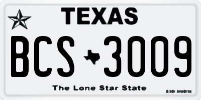 TX license plate BCS3009